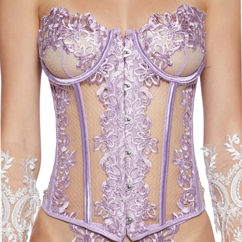 Dolls Kill Lace Corset set in Lavender